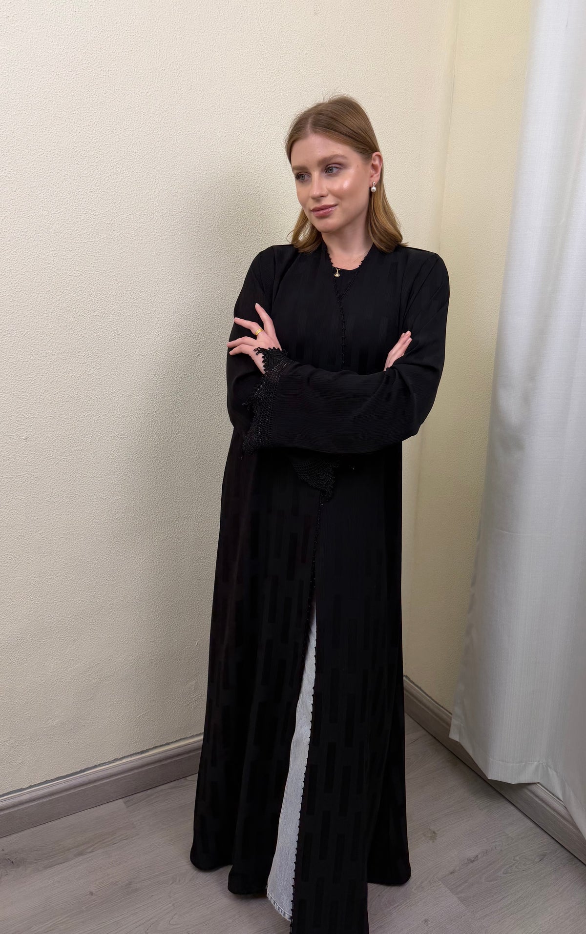 Black Crochet Touch Abaya