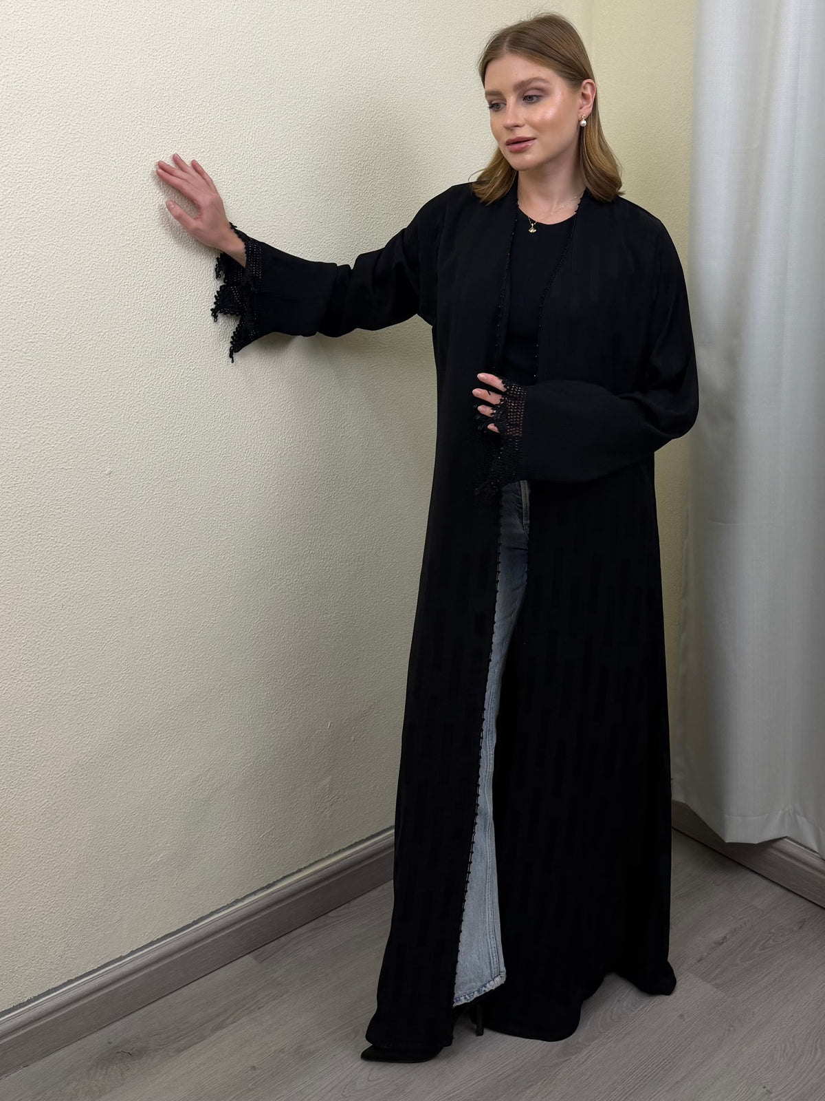 Black Crochet Touch Abaya