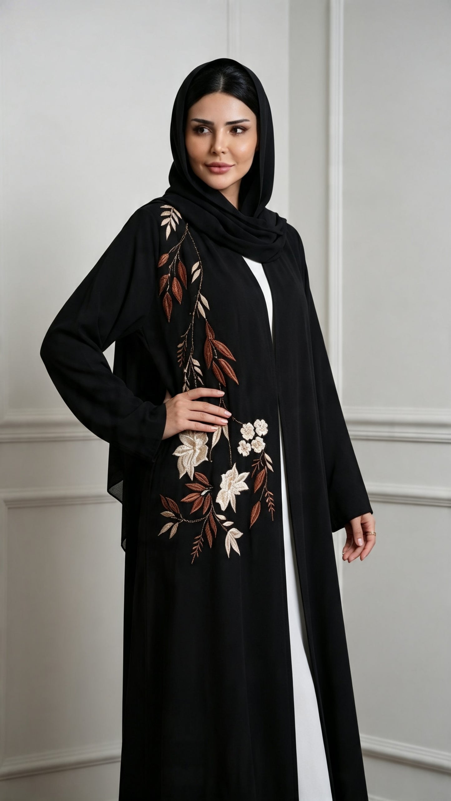 Midnight flora abaya