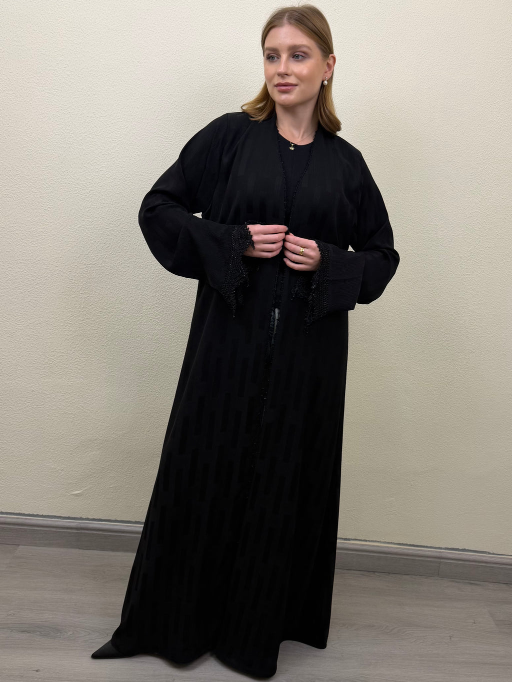 Black Crochet Touch Abaya