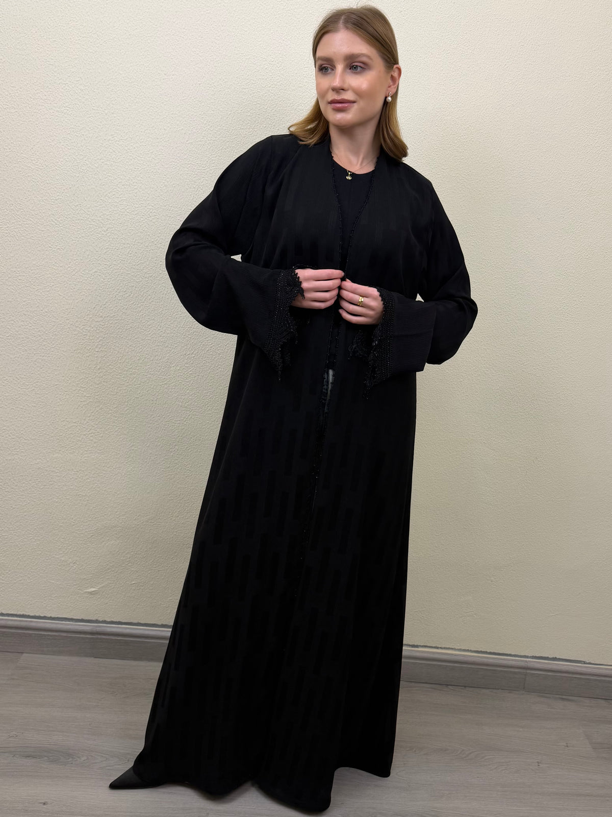Black Crochet Touch Abaya