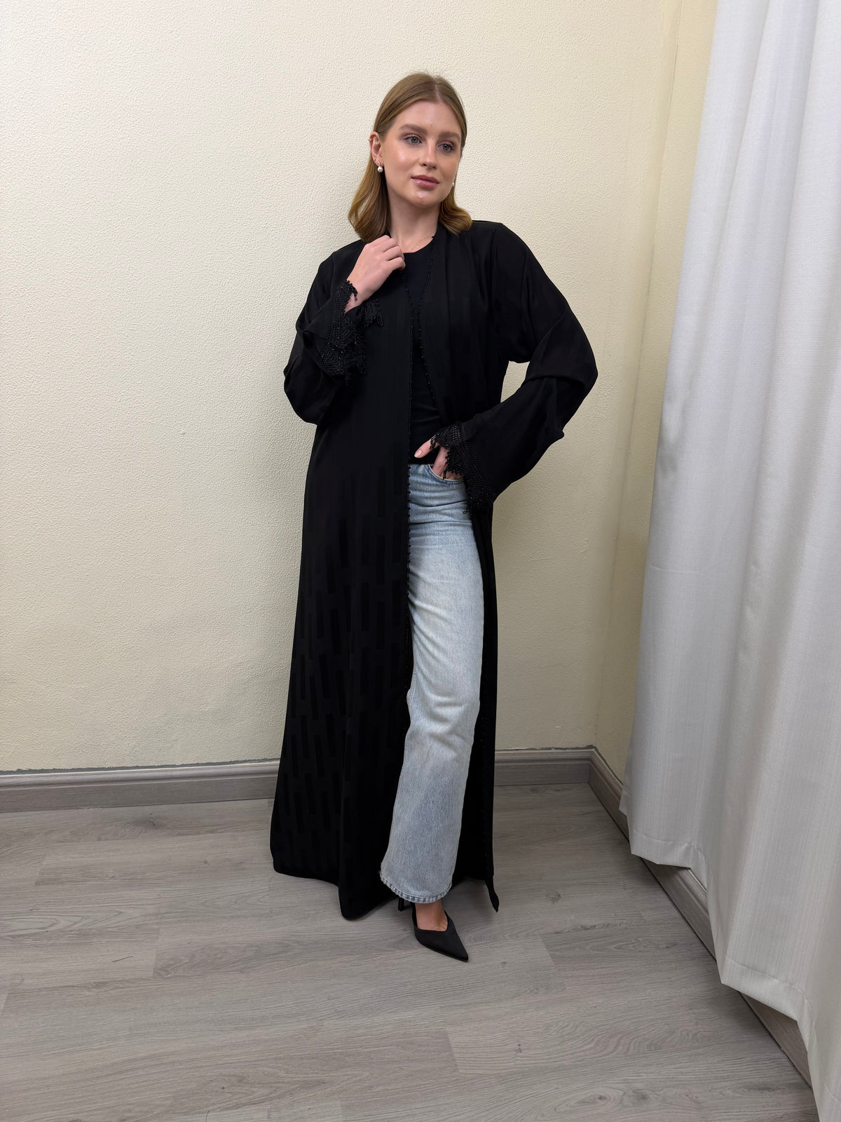 Black Crochet Touch Abaya
