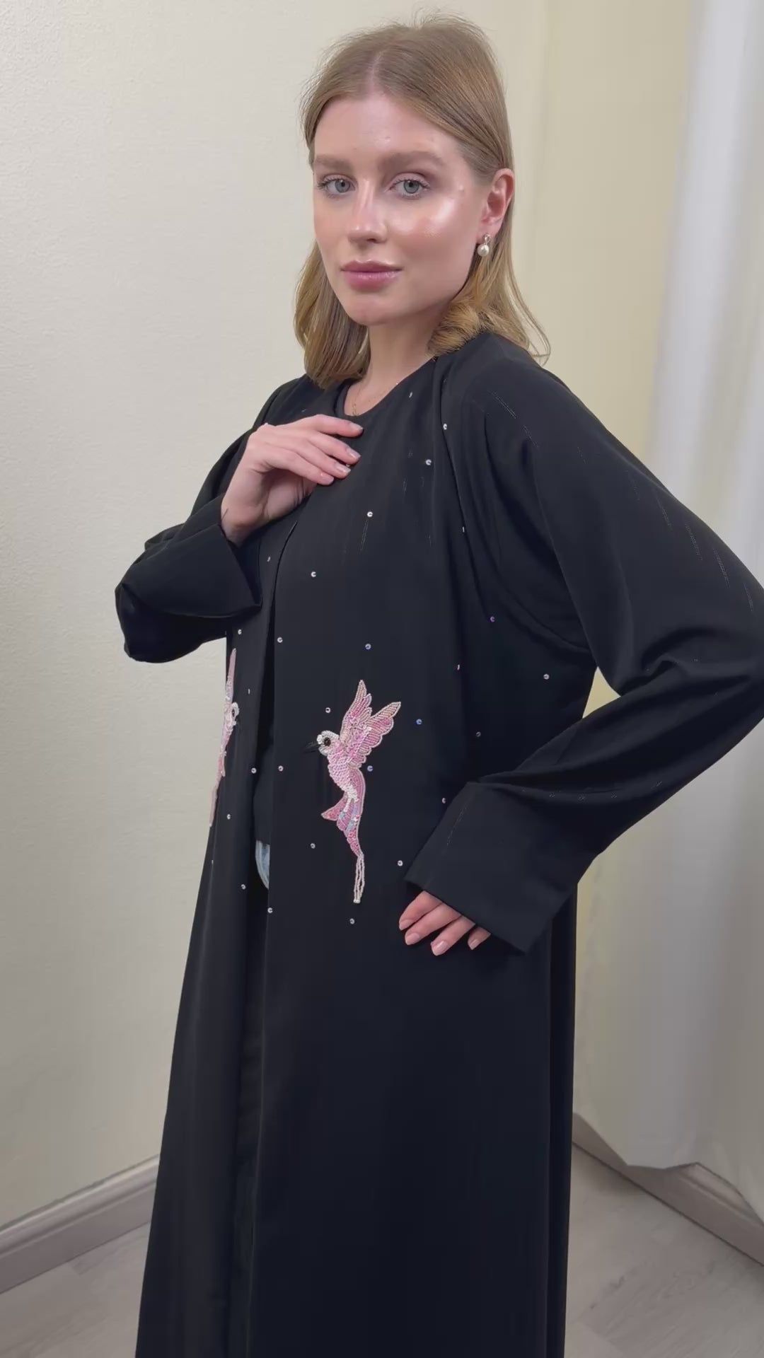 Pink Bird Abaya